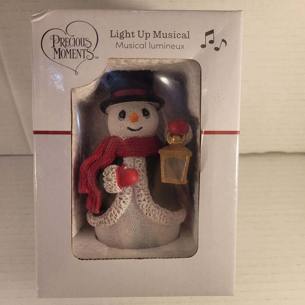 Precious Moments 249402A Snowman Holding Lantern Light Up Musical Figure NIB